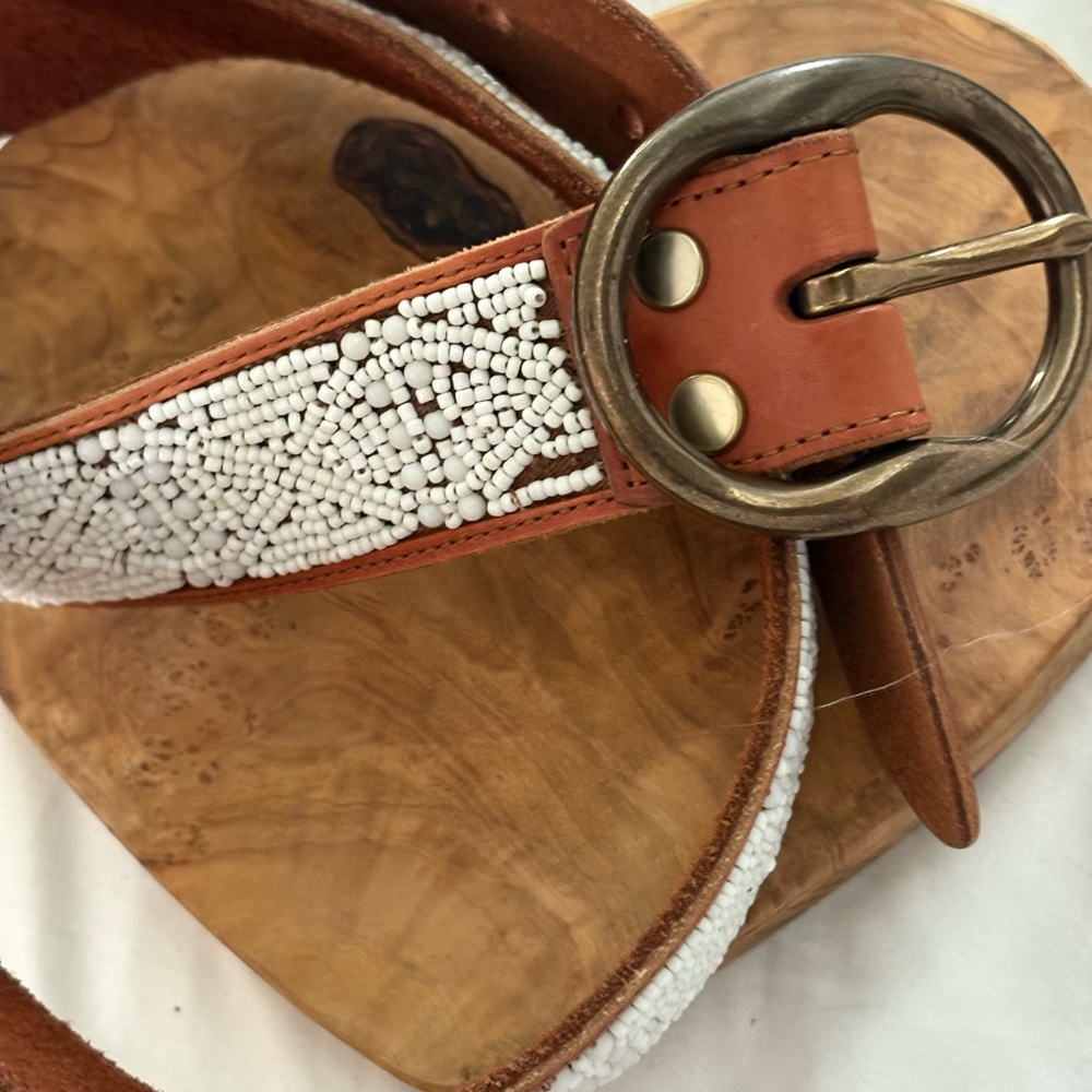 Lucky Brand Beaded Brown Leather Belt - Picture 10 of 10